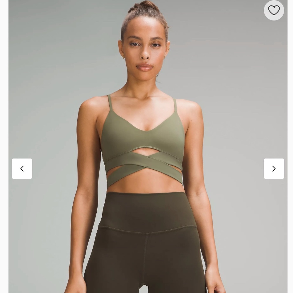 Lululemon Still Now Bra Light Support, A/B Cup Olive Green Size 6